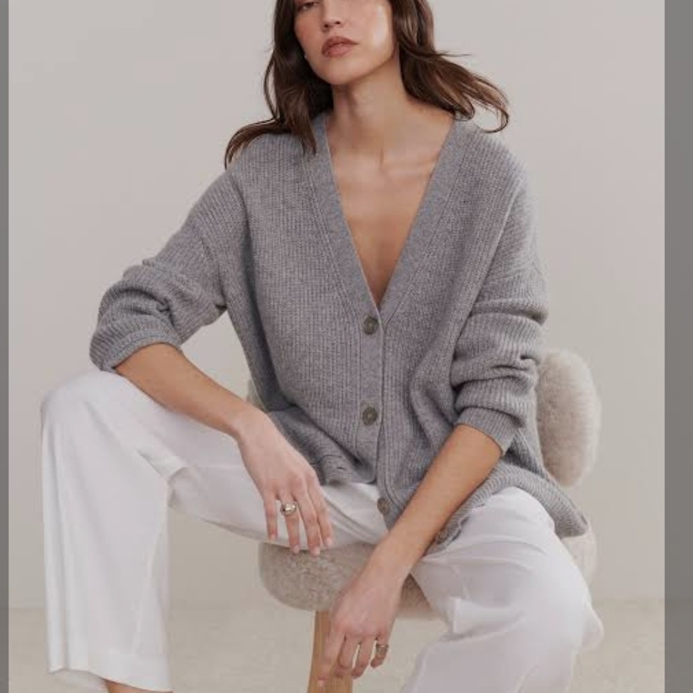 Jenni Kayne COCOON CASHMERE Cardigan Small Heather Grey.